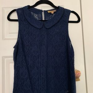 Navy Beaded Lace Collar Blouse, Princess Vera Wang